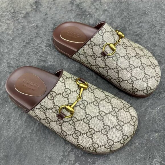 GUCCI Horsebit Slip-On Round Toe Flat Fashion Sandals - Picture 1 of 6